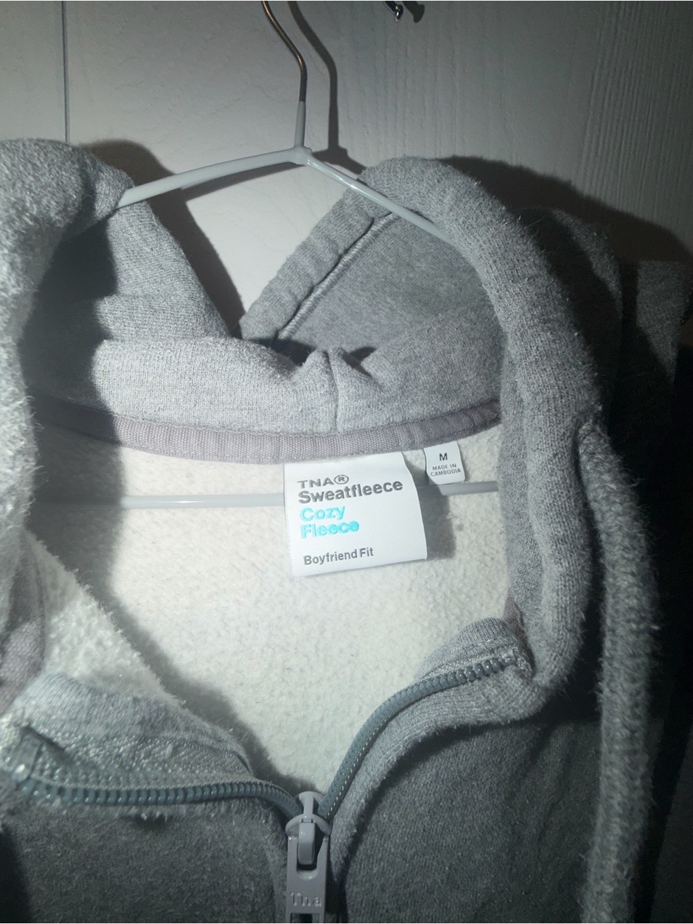 TNA Cozy Fleece Zip Hoodie in Heather Gray
